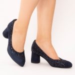 Pantofi Bleumarin cu Toc Gros Vagam1510 - imagine 2