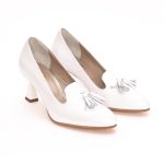 Pantofi Albi cu Toc Scurt Subtire Vagam1361