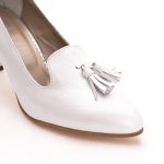 Pantofi Albi cu Toc Scurt Subtire Vagam1361 - imagine 3