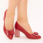 Pantofi Rosii cu Toc Gros Vagam1462 - imagine 2