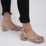 Sandale Bej cu Toc Gros Vagam0258