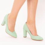Pantofi Verzi cu Toc Gros Vagam1522 - imagine 2