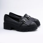 Pantofi Loafers Negri cu Franjuri si Talpa Inalta Vagam1762 - imagine 5