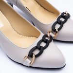 Pantofi Gri Deschis cu Toc Subtire Scurt Vagam1891 - imagine 4