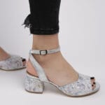 Sandale Albe cu Toc Gros Vagam0257