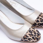 Pantofi Crem Sidefat cu Toc Gros Scurt Vagam 1878 - imagine 4