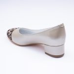 Pantofi Crem Sidefat cu Toc Gros Scurt Vagam 1878 - imagine 2