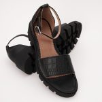 Sandale Negre cu Talpa Inalta Vagam 1220 - imagine 2