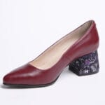 Pantofi Bordo cu Toc Gros Vagam0309 - imagine 4