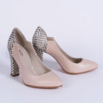 Pantofi Bej cu Toc Gros Vagam0666 - imagine 2