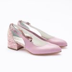 Pantofi Roz Decupati cu Toc Scurt Gros Vagam1792 - imagine 2