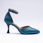 Pantofi Turcoaz Decupati cu Toc Subtire Vagam1989 - imagine 4