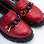 Pantofi Loafers Rosii cu Talpa Inalta Vagam1759 - imagine 6