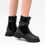 Ghete Negre cu Fermoar Lateral Vagam 1419 - imagine 7