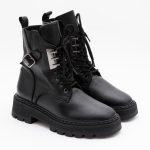 Ghete Negre cu Siret si Fermoar Lateral Vagam1429