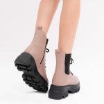 Ghete Roz Pudra cu Siret si Fermoar Lateral Vagam1428 - imagine 4