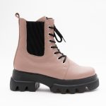 Ghete Roz Pudra cu Siret si Fermoar Lateral Vagam1428 - imagine 3