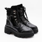 Ghete Negre cu Siret si Fermoar Lateral Vagam1424 - imagine 4