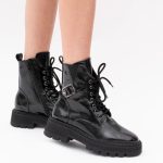 Ghete Negre cu Siret si Fermoar Lateral Vagam1430 - imagine 5