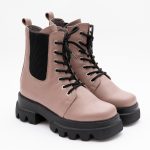 Ghete Roz Pudra cu Siret si Fermoar Lateral Vagam1428