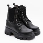 Ghete Negre cu Siret si Fermoar Lateral Vagam1437 - imagine 2