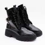 Ghete Negre cu Siret si Fermoar Lateral Vagam1430 - imagine 2