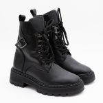 Ghete Negre cu Siret si Fermoar Lateral Vagam1435 - imagine 3