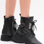 Ghete Negre cu Siret si Fermoar Lateral Vagam1429 - imagine 5