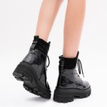 Ghete Negre cu Siret si Fermoar Lateral Vagam1424 - imagine 6