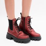 Ghete Bordo cu Siret si Fermoar Lateral Vagam1422 - imagine 6