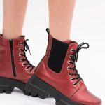 Ghete Bordo cu Siret si Fermoar Lateral Vagam1422 - imagine 5