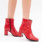 Botine Rosii cu Fermoar Vagam1415 - imagine 5