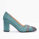 Pantofi Turcoaz cu Toc Gros Vagam1444 - imagine 3