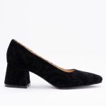 Pantofi Negru Catifea cu Toc Gros Vagam1453 - imagine 3
