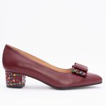 Pantofi Bordo cu Toc Gros Vagam1476 - imagine 3