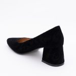Pantofi Negru Catifea cu Toc Gros Vagam1453 - imagine 4