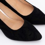 Pantofi Negru Catifea cu Toc Gros Vagam1453 - imagine 5