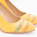 Pantofi Galbeni cu Toc Gros Vagam1503 - imagine 5