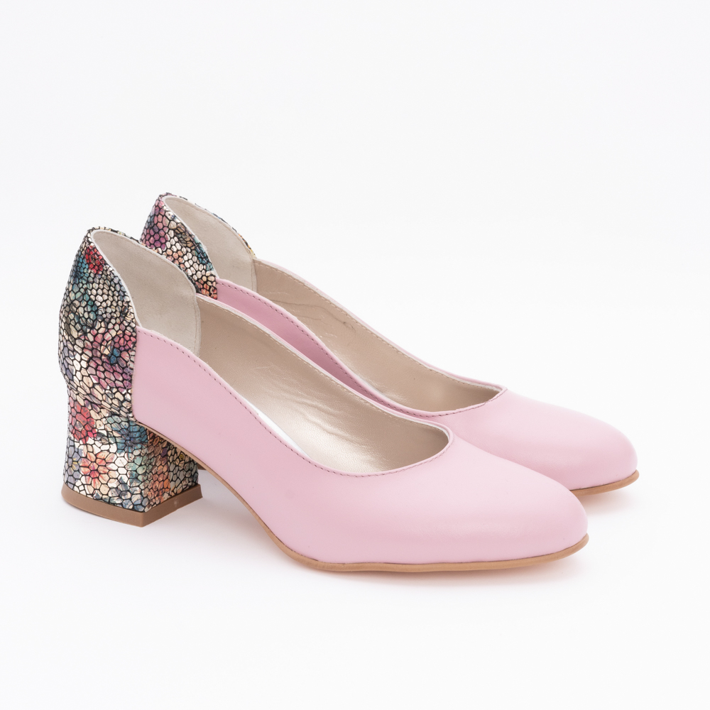 vagam-36Pantofi-Roz-cu-Toc-Gros-Vagam1449 Pantofi Roz cu Toc Gros Vagam1449 - imagine 1