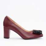 Pantofi Bordo cu Toc Gros Vagam1459 - imagine 5