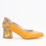Pantofi Galbeni-Mustar cu Toc Gros Vagam1482 - imagine 4