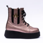 Ghete Scurte Roz Sidefat cu Talpa Inalta Vagam 2051 - imagine 4