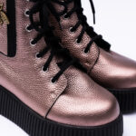 Ghete Scurte Roz Sidefat cu Talpa Inalta Vagam 2051 - imagine 2