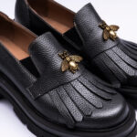 Pantofi Dama Loafers Gri Antracit cu Talpa Inalta Vagam 2094 - imagine 5