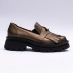 Pantofi Dama Loafers Bronz Bizonat cu Talpa Inalta Vagam 2108 - imagine 4