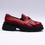 Pantofi Dama Loafers Rosii cu Talpa Inalta Vagam 2095 - imagine 4