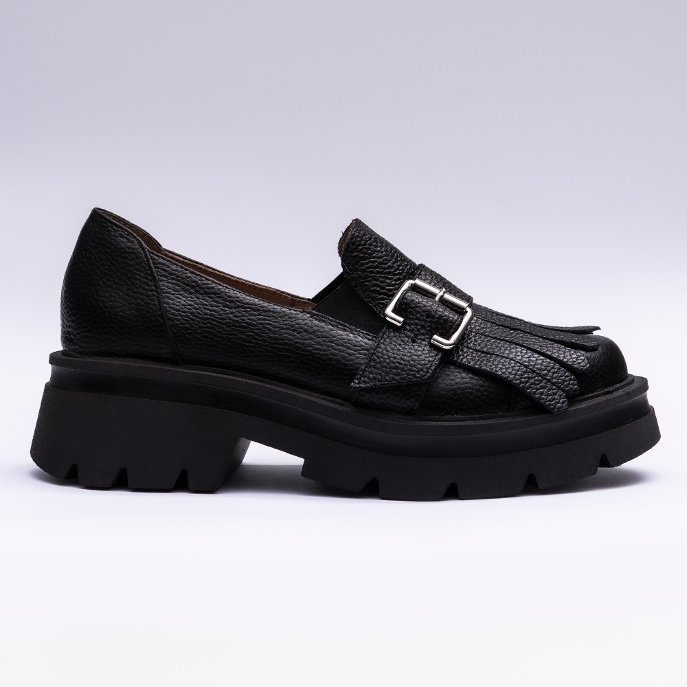 1aPantofi Loafers Dama din Piele Naturala Negri cu Franjuri Vagam 2087 Pantofi Loafers Dama din Piele Naturala Negri cu Franjuri Vagam 2087 - imagine 1