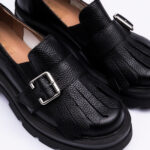 Pantofi Loafers Dama din Piele Naturala Negri cu Franjuri Vagam 2087 - imagine 3