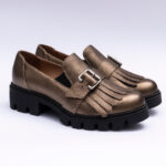 Pantofi Dama Loafers Bronz Bizonat cu Talpa Inalta Vagam 2115
