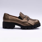 Pantofi Dama Loafers Bronz Bizonat cu Talpa Inalta Vagam 2115 - imagine 4